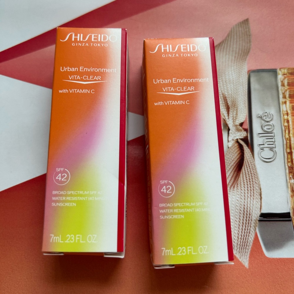 NIB Shiseido Urban Environment Oil-Free SPF 42 Face Sunscreen Hya Acid 7 ml x2